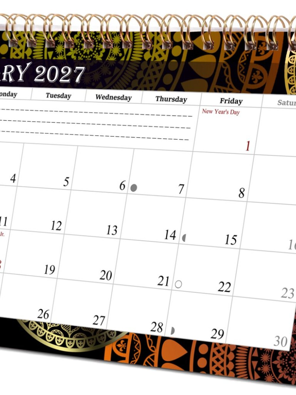 2027-12 Months Desk Calendar Desktop Planner with To-Do List & Notes 016